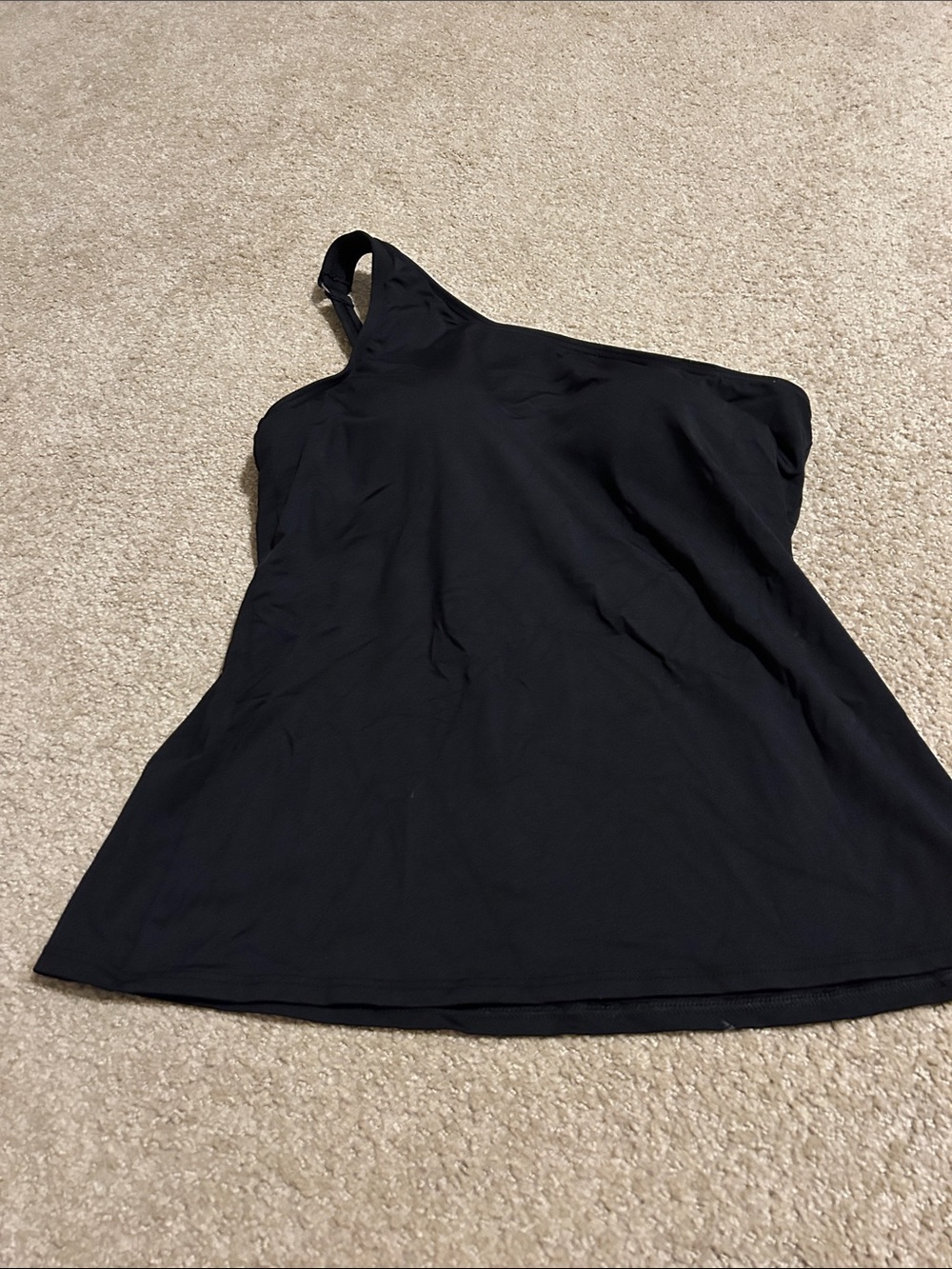 Black One-Shoulder Women's Tankini Top
